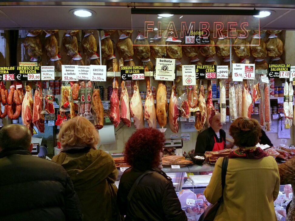 Interior of a ham shop in Madrid