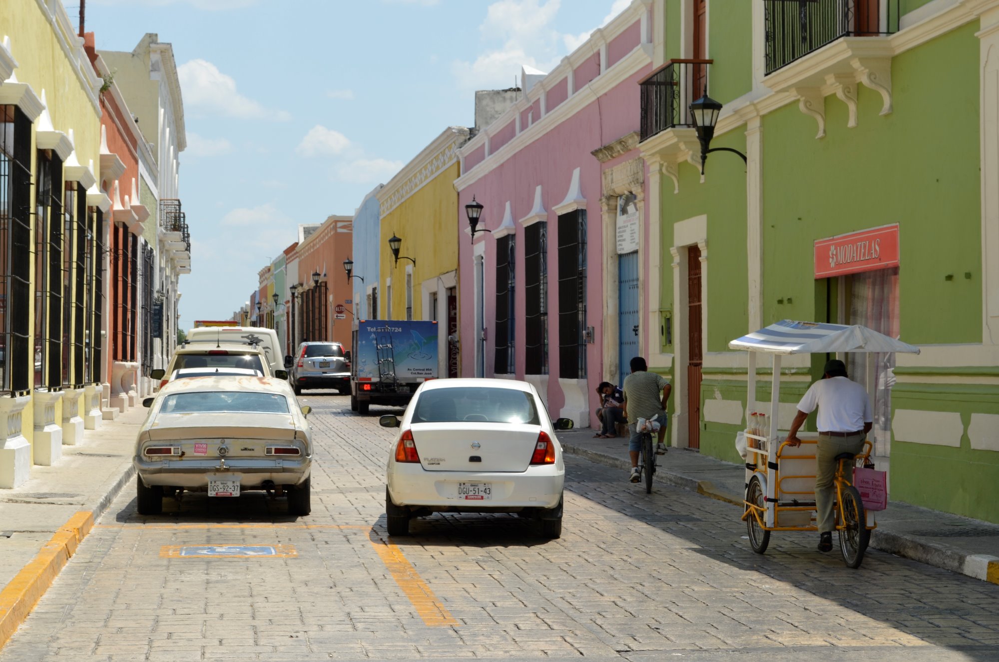 A colorful street in Campeche, Mexico